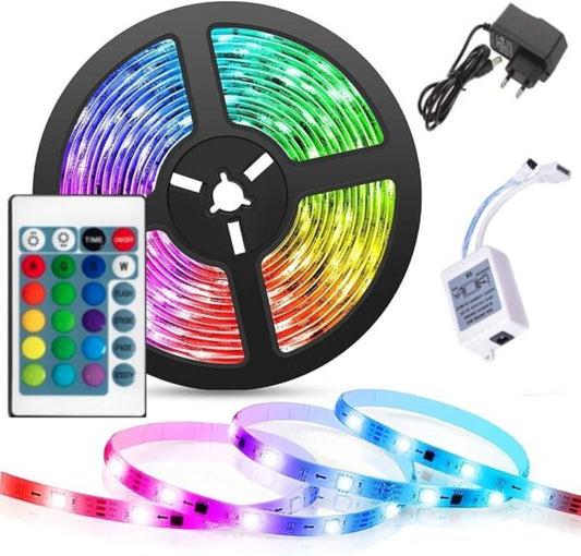 RGB LED Strip 5 Meter Top Quality With Remote And 12V Power Supply