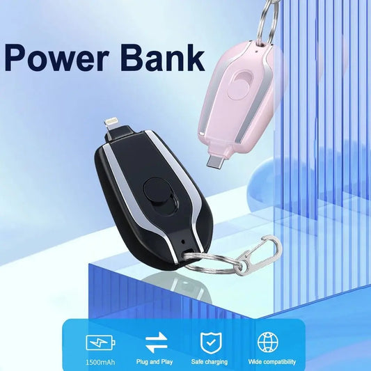 Kind Pick™ Mini Keychain Charger: 1500mAh Type-C Portable Power Bank for Fast iPhone Charging